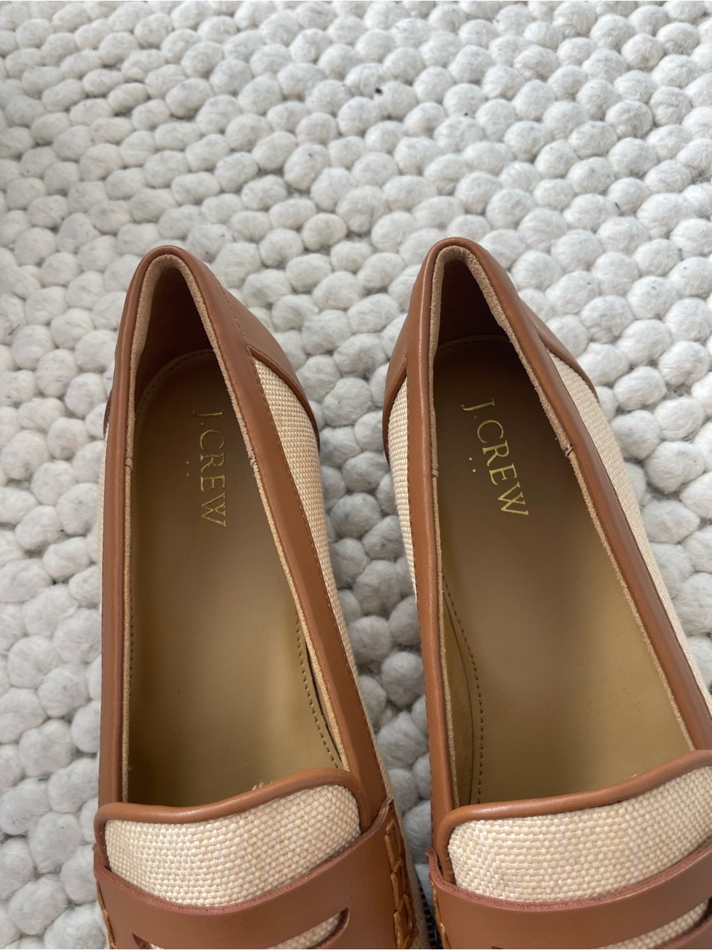J. Crew Women's Beige and Tan Woven Penny Loafers - Picture 3 of 4